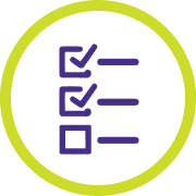 Icon of checklist with 2 out of 3 boxes checked off